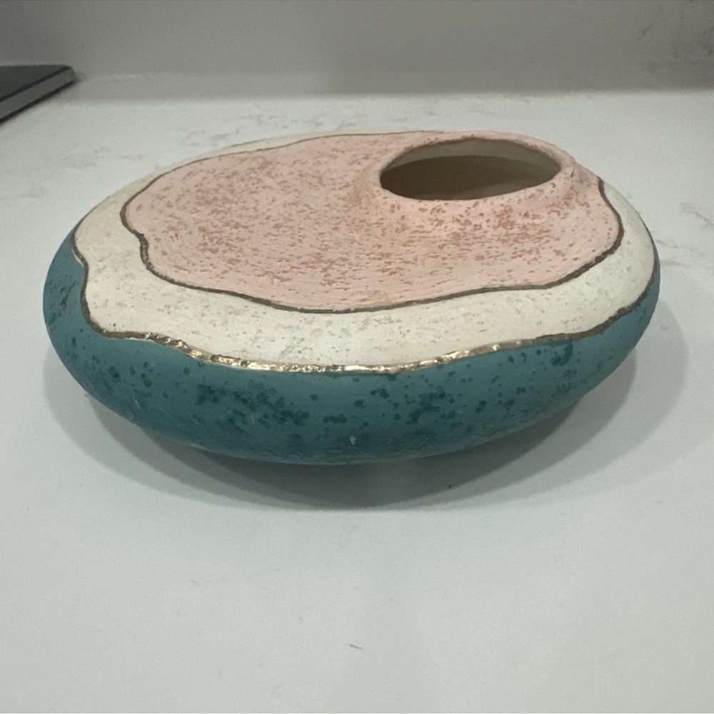 Southwest Low Flat Pottery Vase
